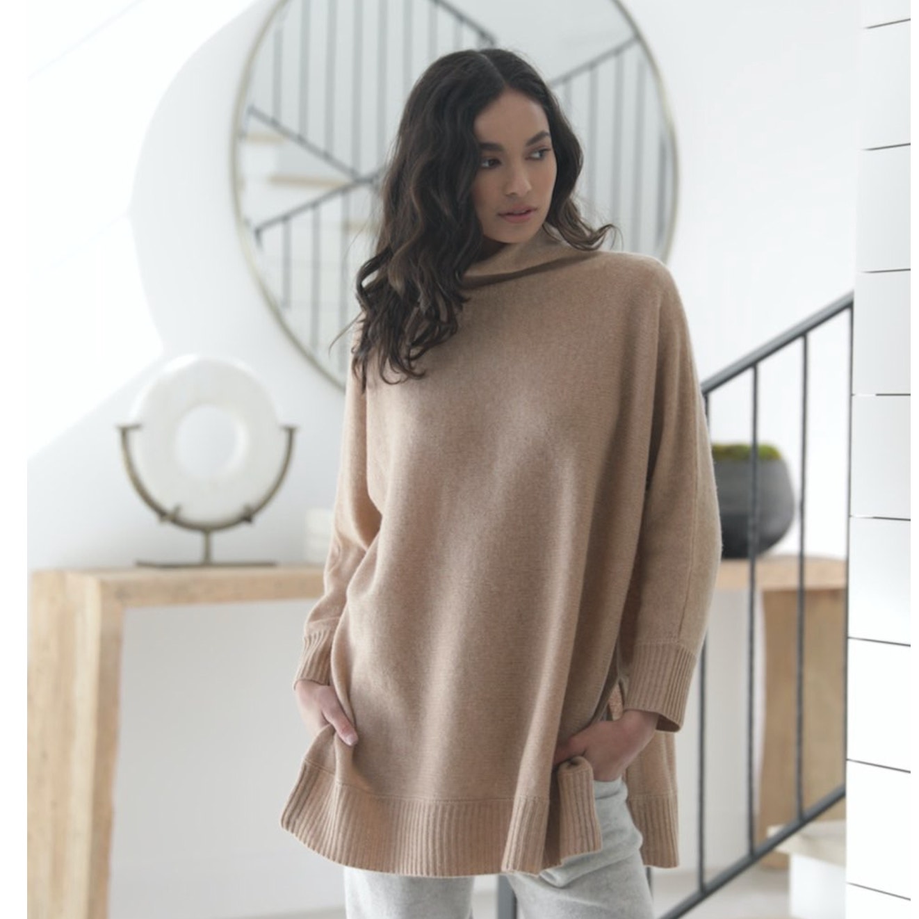 Oats Cashmere Estella Oversized Mockneck Tunic Sweater {Mm25}